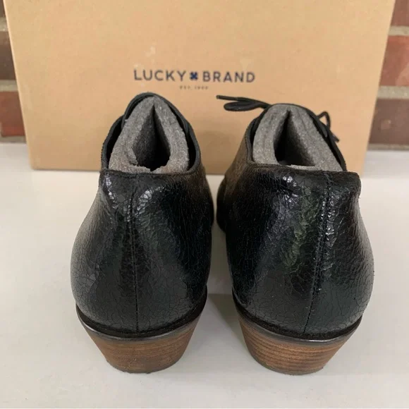 Lucky Brand Womens LK Erreka Black Leather lace up Oxford shoes US 8.5 M - Picture 5 of 10